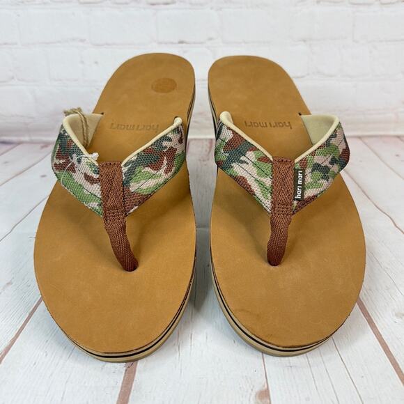 Hari Mari Scouts Woodland Brown Camo Flip Flops Sandals Mens Size 13 main image 4